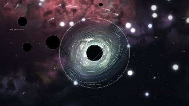 A galactic-core black hole ringed by stars and spiral galaxies